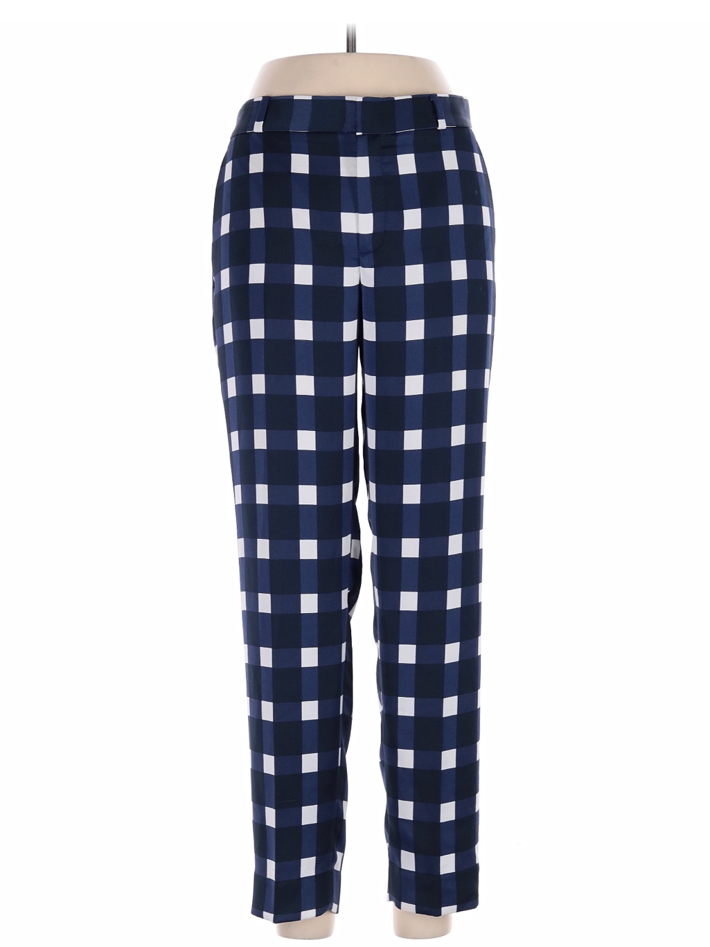 Banana Republic Avy Navy And White Gingham/Checkered Straight-Leg Pants